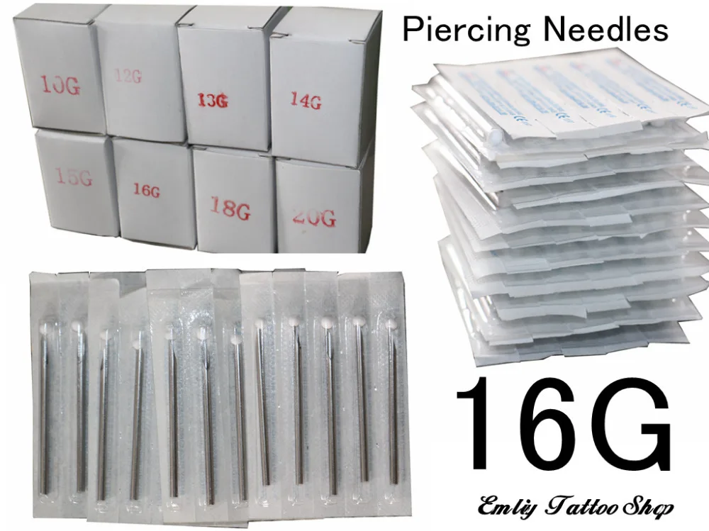 

100PC 16G Piercing Needles 16G Sterile Disposable Body Piercing Needles 16G For Ear Nose Navel Nipple Free Shipping