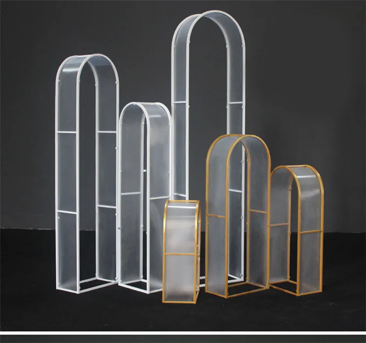 Wedding props wrought iron PVC wedding arch backdround arfificial flower stand road stage decor ornaments white pink gold frame