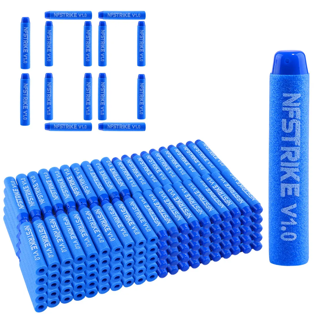 100 шт/500 шт/1000 шт NFSTRIKE V1.0 индивидуальные мягкие пули для nerf элитная Серия игрушечного пистолета часть 7,2*1,3 см пули-синий - Цвет: 100pcs