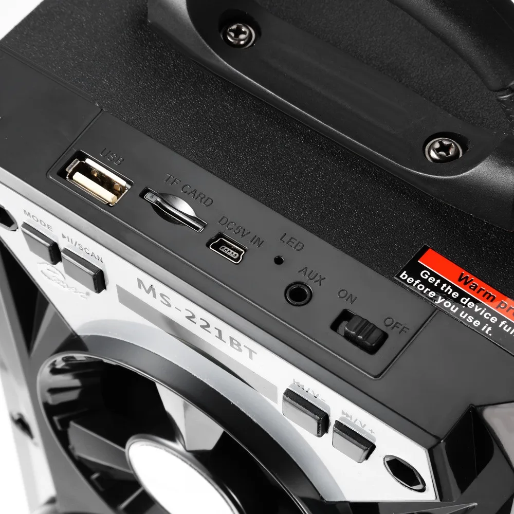 MS-221BT Портативный Bluetooth Динамик FM радио AUX с светодиодный sleek красочные Подсветка