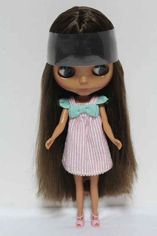 Кукла Blygirl Blyth темно коричневые прямые волосы телесная кукла обычное тело 7