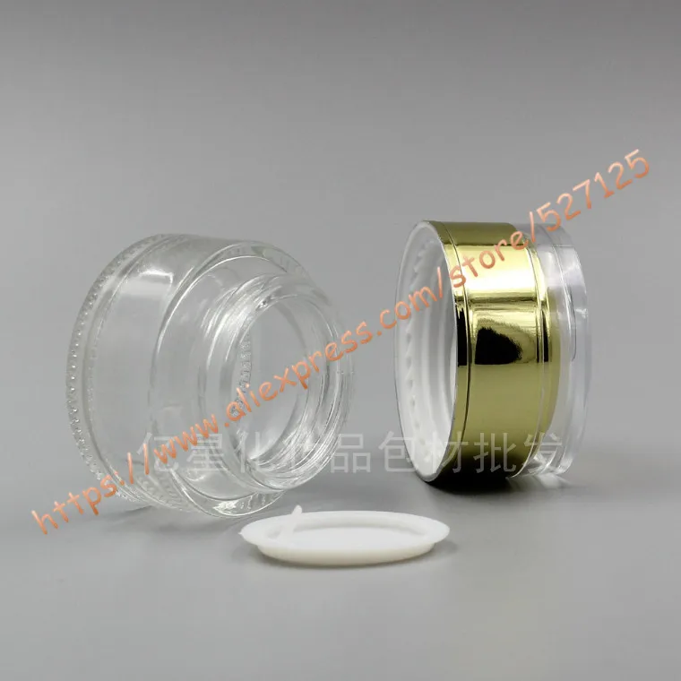 20 г блестящая прозрачная/прозрачная стеклянная банка для крема с акриловой