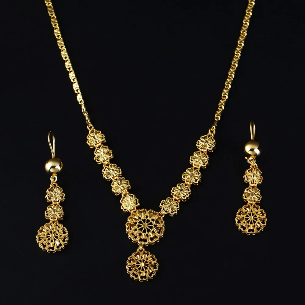 Ювелирные наборы с эфиопскими цветами для свадьбы ожерелье и серьги комплект