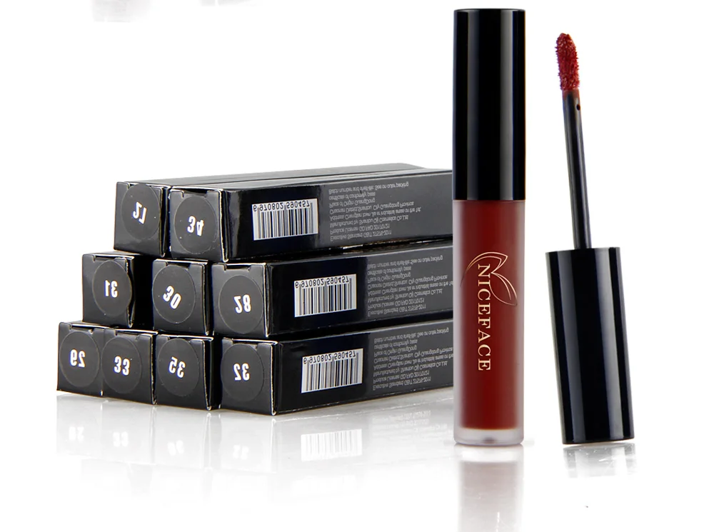 NICEFACE фирменные Жидкие помады готический стиль водостойкий пигмент темно-красный