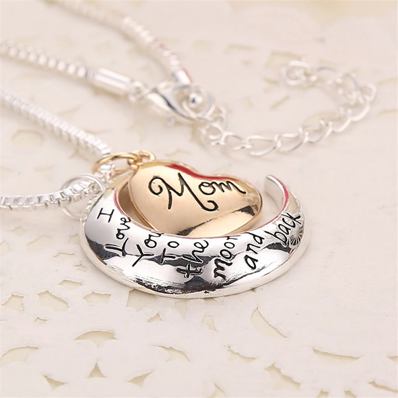 Ожерелье с подвеской Я люблю тебя к Луне и спине ожерелья надписью Love My Mom лучший