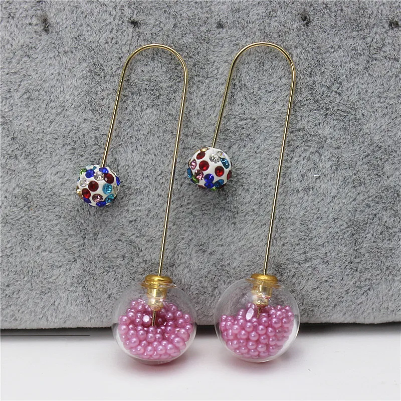 Женские серьги пусеты элегантные длинные из стекла новый дизайн 2019|earrings double|stud