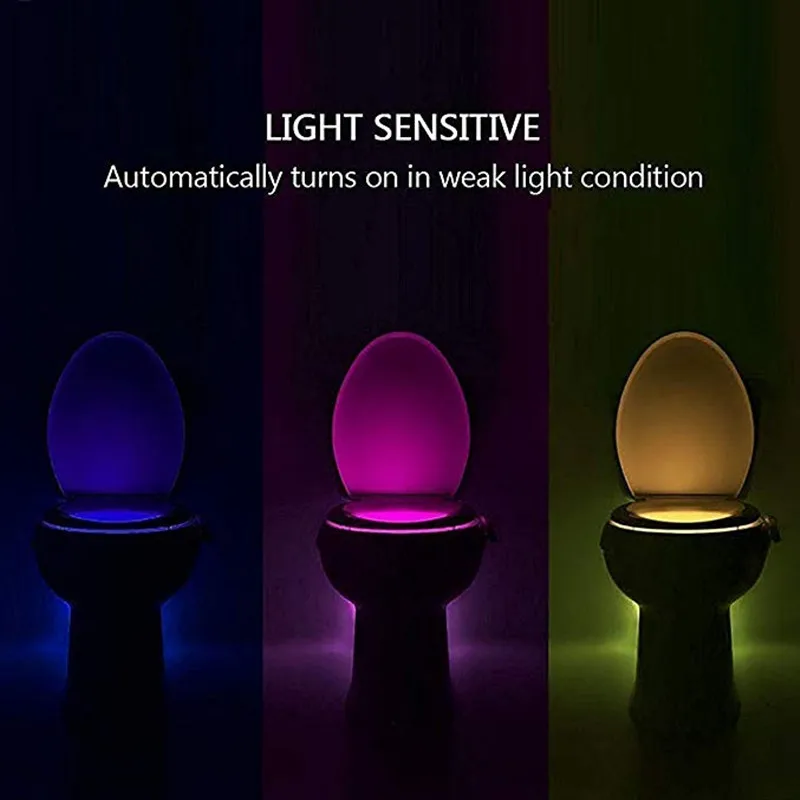 

Умный ночник для ванной и туалета, светодиодный светильник с датчиком движения и зарядкой через USB, 8 цветов, водонепроницаемая подсветка дл...