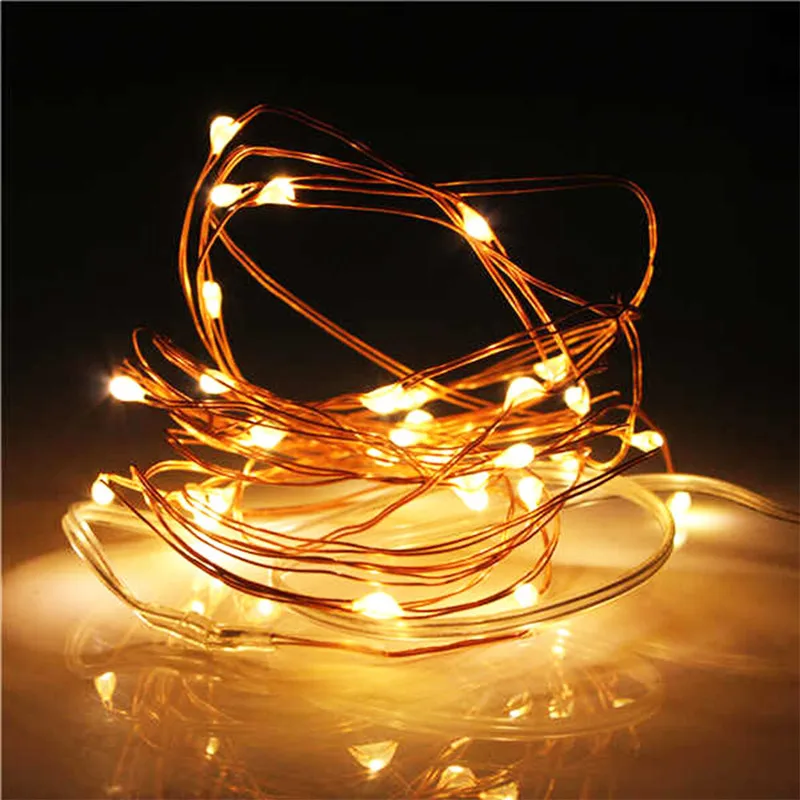 

Battery Operated LED String Ligh10pcs/lot Copper Led Fairy Lights 2M 20 Leds CR2032 Button t Xmas Wedding party Decoration