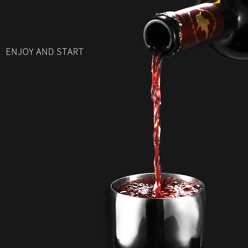 

1PCS Stainless Steel Wine Glasses Gloss Metal Champagne Flutes for Wedding Party Red Wine Glass of Brandy Goblet Bar Supplies