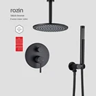 Матовый черный душевой набор, смеситель для ванной комнаты, настенный душевой рычаг, 2-ходовой смеситель, клапан, ручные наборы распылителей с насадкой тропический душ 81014