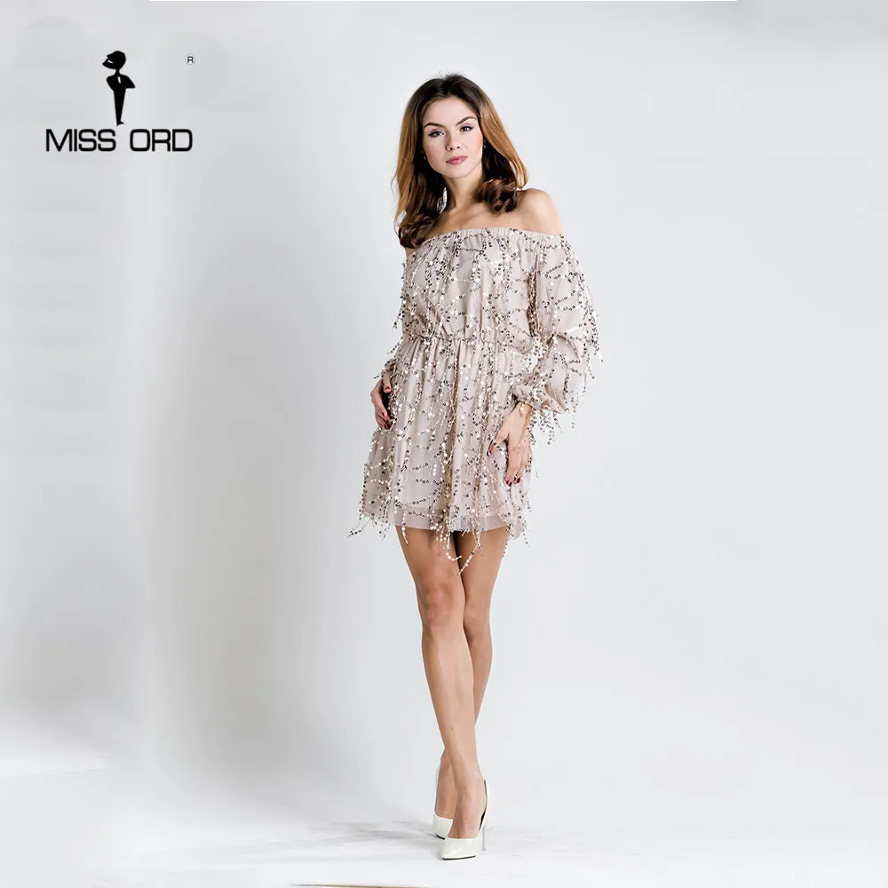 Женское платье с короткими рукавами Missord золотистое блестками модель FT4112 2020|sequin