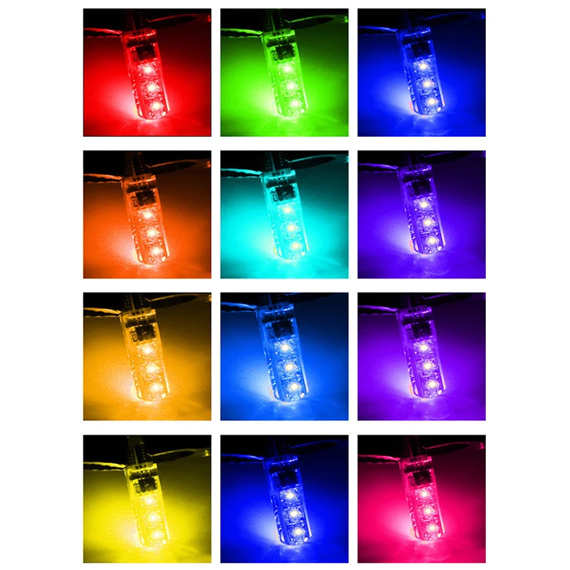 Новый 2 шт. DC 12V LED T10 5050 SMD дистанционное управление RGB Изменение цвета автомобиля