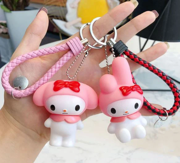 1 шт. креативный My Melody ПВХ брелок для ключей маленькая кукольная сумка для ключей кулоны веревка брелок мини аниме мультфильм девочка игрушка, фигурка куклы