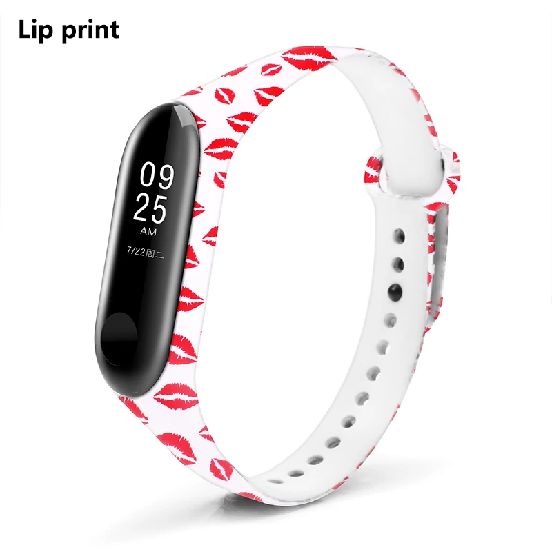 BOORUI mi band, 3 ремешка, силиконовый браслет с разнообразными цветами, браслет mi band, 3 ремешка, модный спортивный ремешок для xiaomi mi3 - Цвет: Lip Print