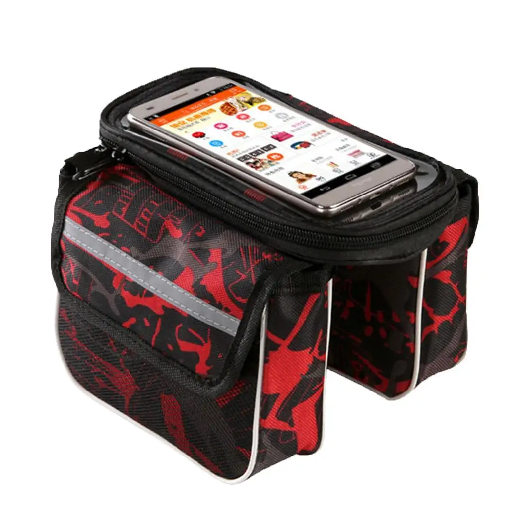 Cycling Bike Front Frame Phone Bag Tube Double Pouch for 5.5-6.2Inch Cellphone Bicycle Accessories Riding | Спорт и развлечения