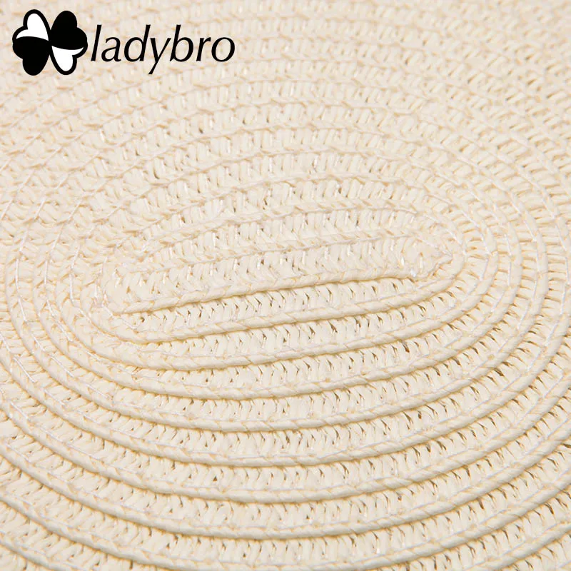 

Ladybro Summer Women Boater Beach Hat Female Casual Panama Hat Lady Brand Classic Bowknot Straw Flat Sun Hat Women Fedora