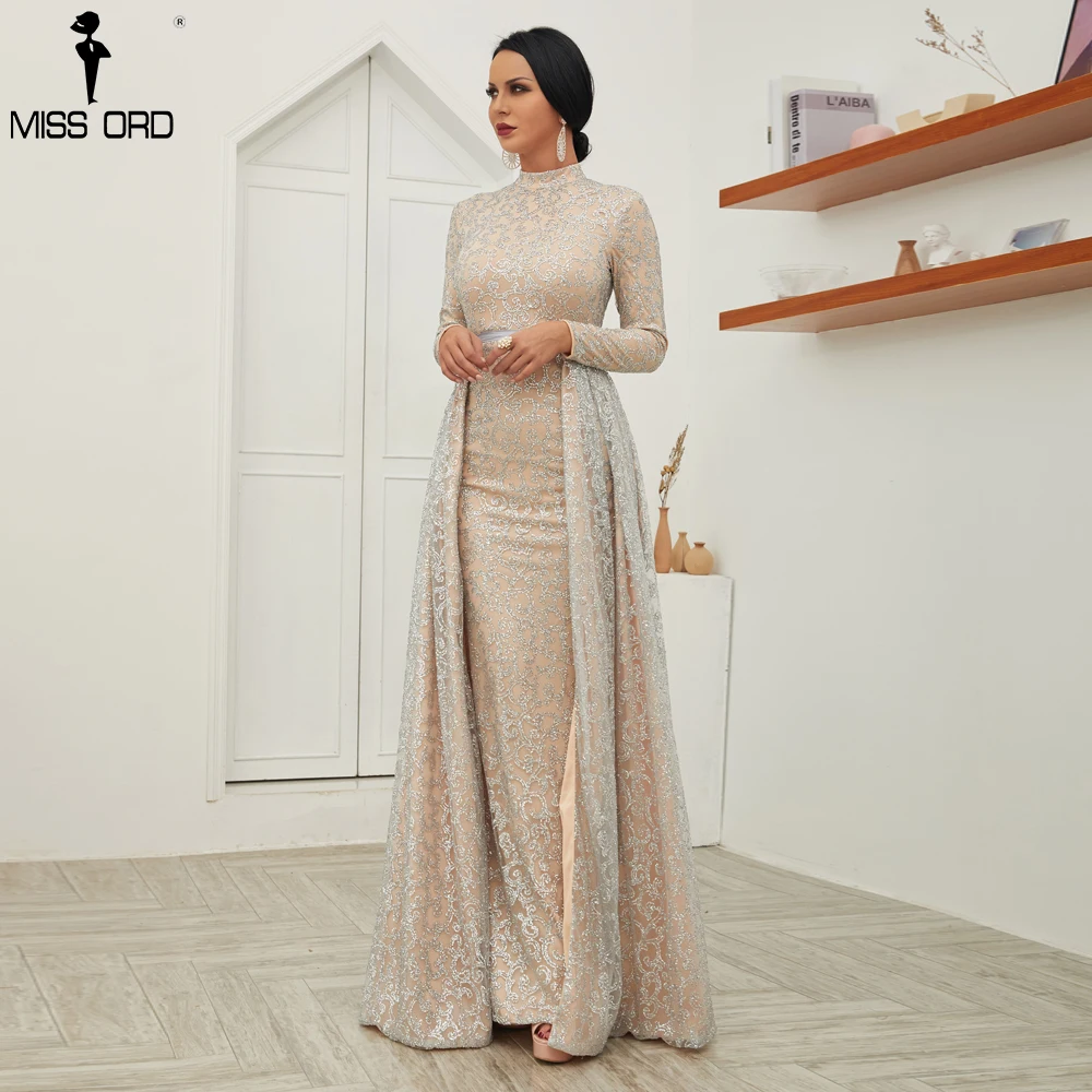 Missord 2019 Для женщин сексуальные с высоким воротом и длинными рукавами платья