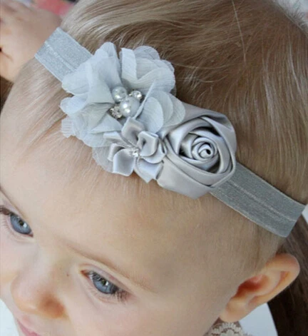 

12 colors Kids hair band Hand-sewn pearl drill Flowers rose polygonal flowers Headband Headdress Hair Accessories A031-2