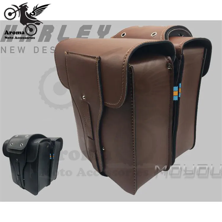 Ретро Кафе коричневые черные кожаные сумки moto rbike сумки для vespa Harley softail sportster часть moto Saddle сумки moto rcycle седельная сумка