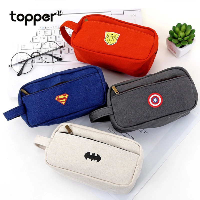 Супергерой Холст Карандаш Чехол творческая большая емкость сторона открытая