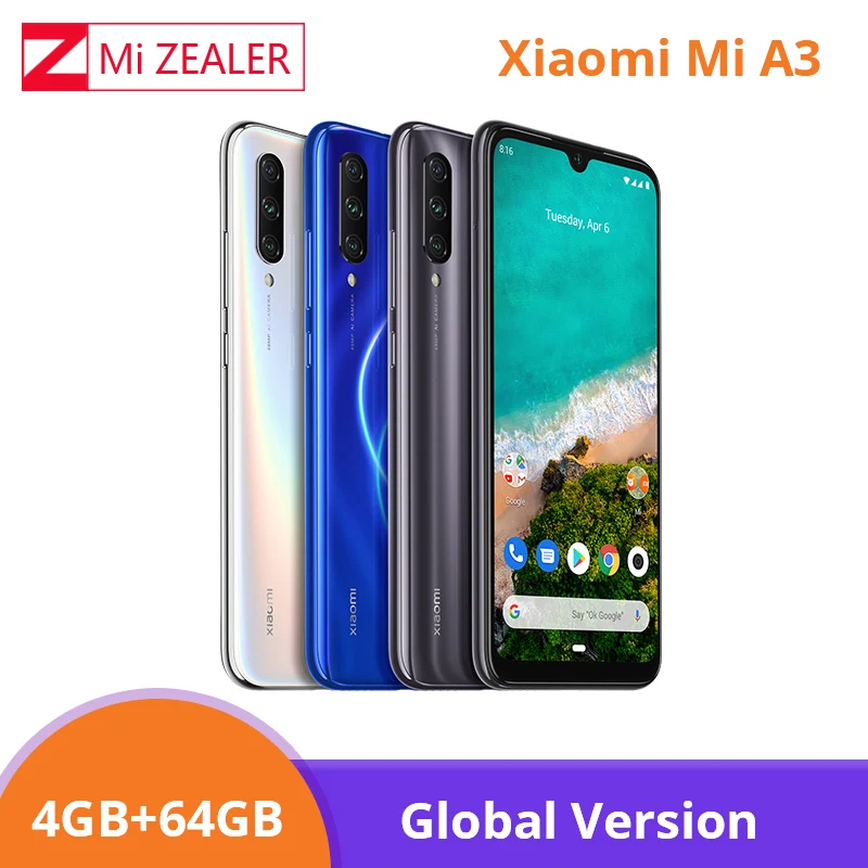 Глобальная версия Xiaomi mi A3 4 Гб 64 Смартфон 4030 мАч 6 088 &quotВосьмиядерный процессор