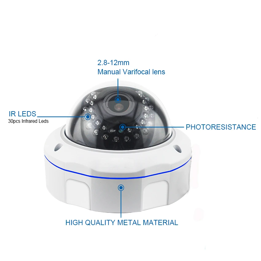 2 мегапиксельная 4 Vandalproof Dome AHD ИК камера 8 12 мм с ручным зумом объектив ночного