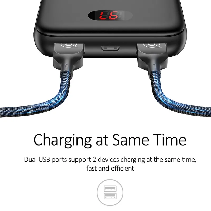 USAMS Mini Power Bank 10000 мАч внешняя батарея портативное зарядное устройство 5 В/2 а Dual USB