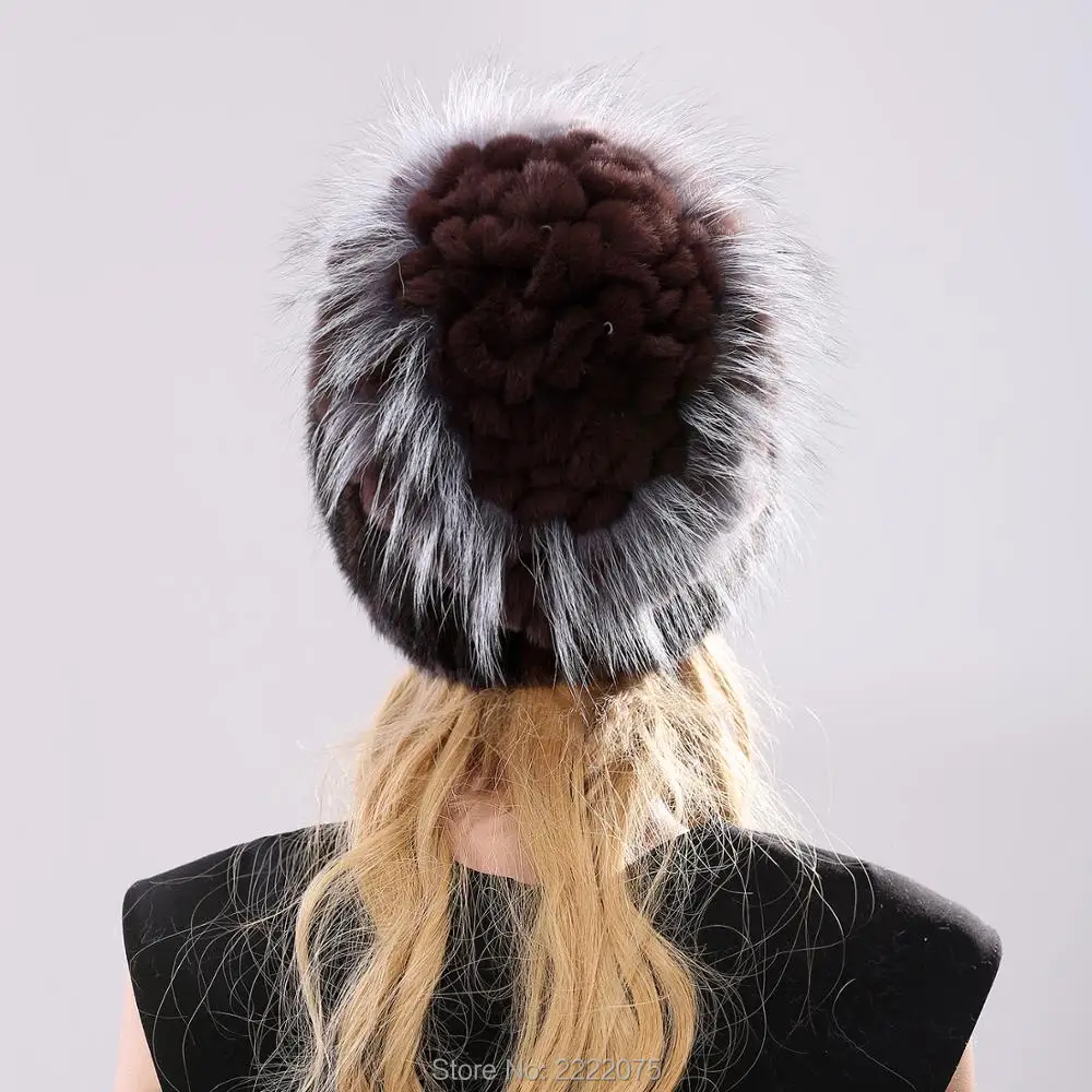 2017 ручная работа зимняя Осенняя вязаная шапка 100% меховая из натуральной норки