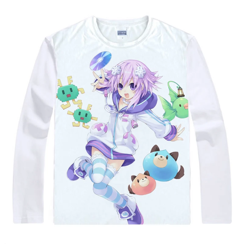 Аниме рубашка Coolprint футболки с длинным рукавом черепаха игры Нептун мульти стиль
