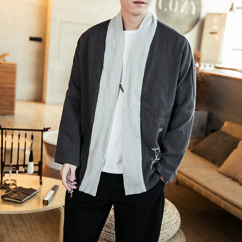 

2019 national costume Chinese style high-grade jacket fashion spring new men's printed cotton linen windbreaker casual top cape