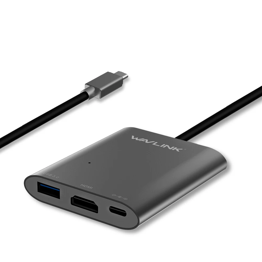 Wavlink Aluminum USB C Hub External Power USB 3.1 USB C Gen 2 Hub Super Speed Type C 2 Port Hub with HDMI 4K and Power Delivery