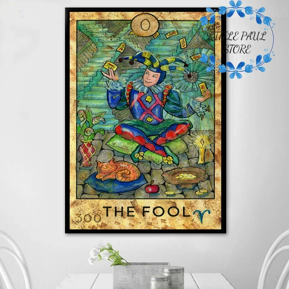 Abstract Handpainted Tarot Retro Vintage Art Canvas Poster Wall Picture for Living Room No Frame | Дом и сад