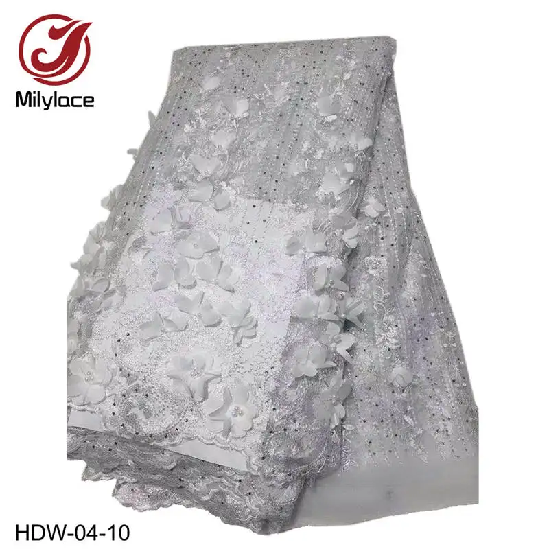 HDW-04-10 Стиль французская Сетка кружевная ткань 3D аппликация африканская Тюлевая сетчатая кружевная ткань Высокое качество африканская кружевная ткань HDW-04 - Цвет: HDW-04-10