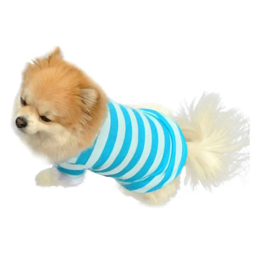 2018 New Cute Dog Puppy T Shirt Clothes Lapel Stripe Cotton Pet Hot 2sw0530 | Дом и сад