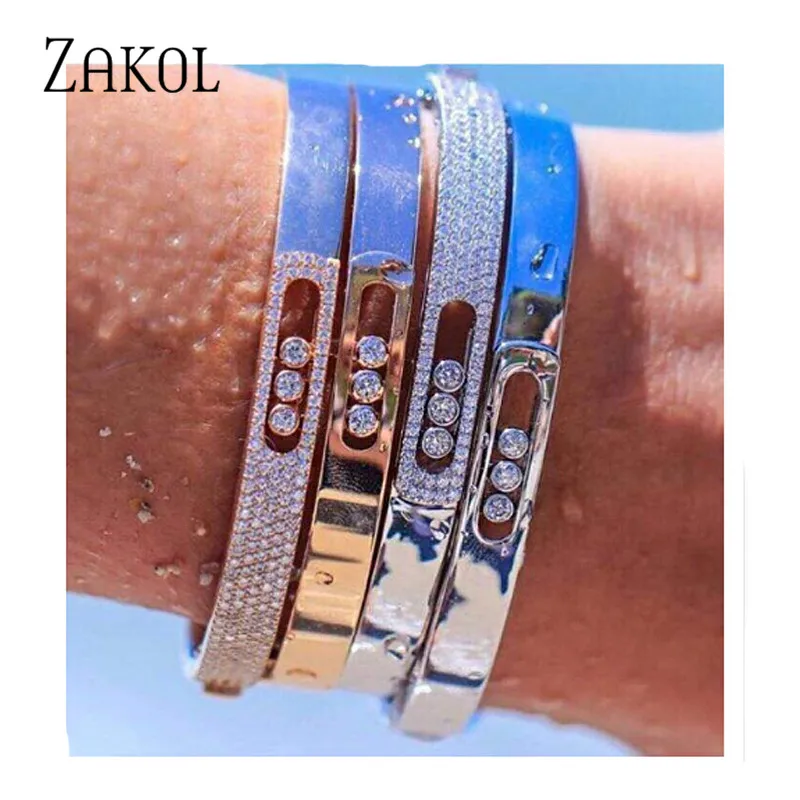 ZAKOL модный роскошный браслет для матери, белый кубический цирконий, свадебный браслет и браслет, энергетический браслет для женщин и мужчин FSBP2015