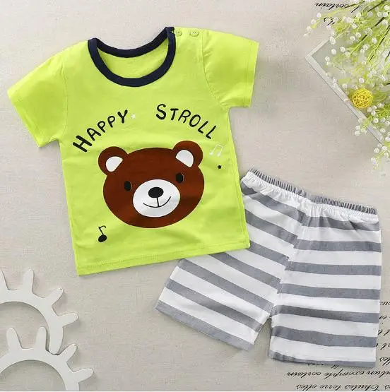summer baby clothing set T shirts ans short trousers cotton knitted print fabric 70cm to 105cm height | Детская одежда и обувь