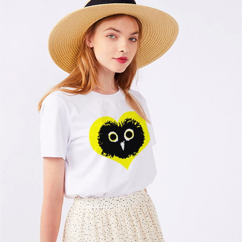 Harajuku Aesthetic Tshirt Women Cotton 2019 Funny Cut Owl T-shirt Female Short Sleeve Sexy T Shirt Tumblr Plus Size Tops Tees | Женская