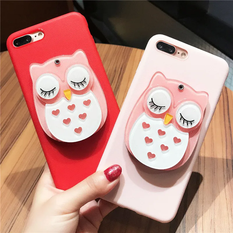 3D коробки зеркало в форме Совы из искусственной кожи чехол для iPhone 8 7 6 6s плюс plus