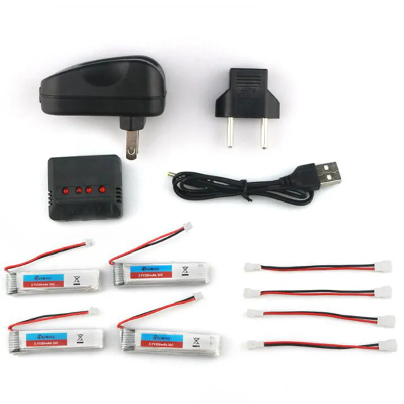 Новое поступление 4 шт. Eachine 3 7 V 200mah 30C Lipo батарея с зарядным устройством для