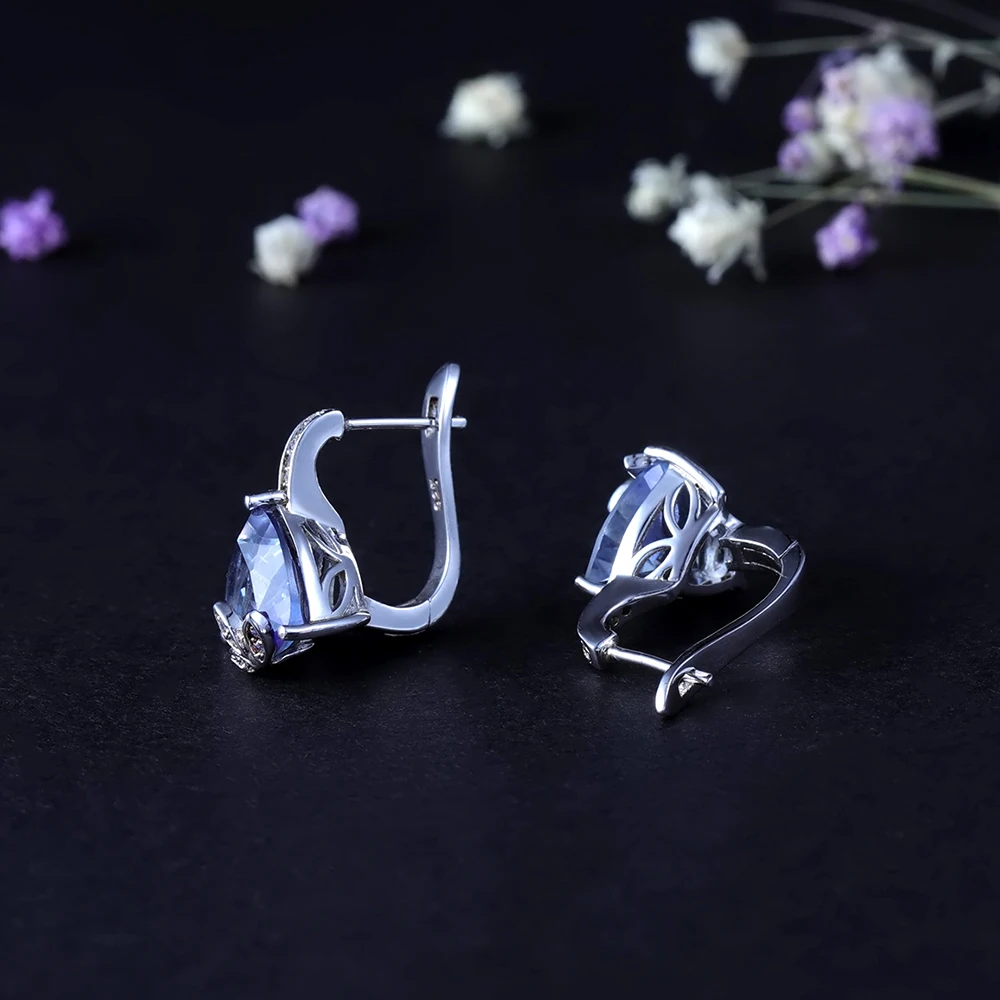 GEM'S BALLET Natural Iolite Blue Mystic Quartz Ring Earrings 925 Sterling Silver Triangle Gemstone Jewelry Set For Women | Украшения и