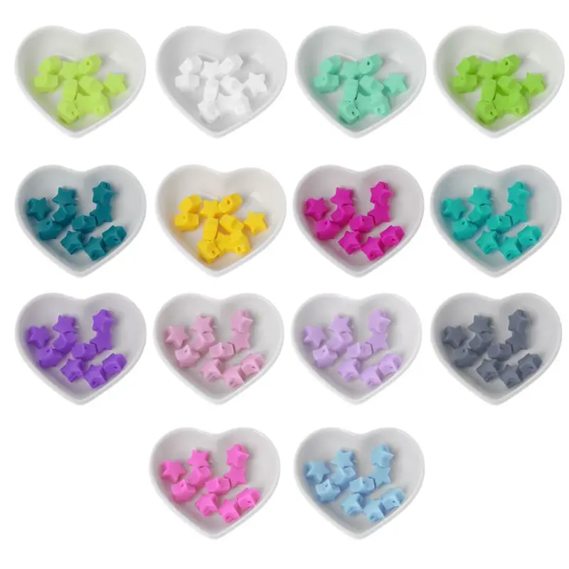 

10 Pcs Star Baby Teething Beads DIY Pacifier Chain Baby Teether Silicone Beads