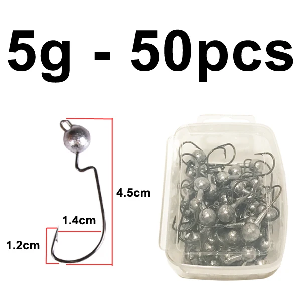 KXY049-5G-50PCS Cassyaa 30-50 шт. кренк джиг голова крюк 3,5 г 5 г 7 г 10 г рыболовный свинцовый крючок джиг приманка мягкий червь Рыболовный крючок снасти Аксессуары KXY049 - Цвет: KXY049-5G-50PCS