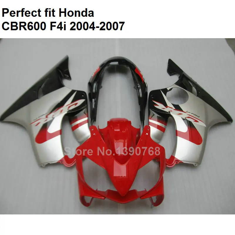 100% подходит для инжекционных обтекателей Honda CBR 600 F4i 04 05 06 07 красный серебристый