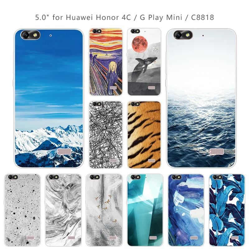 for Huawei Honor 4C / G Play Mini Landscape Case Soft Silicon Capa Full Skull Phone Fundas Transparent Cover |
