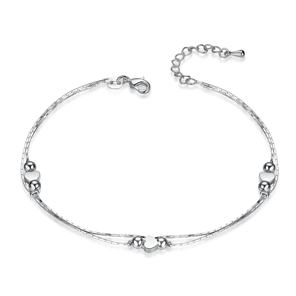 

Fashion New 925 Sterling Silver Heart Women Chain Ankle Bracelet Sandal Beach Foot Anklet Gift 1PC Fast Shipping