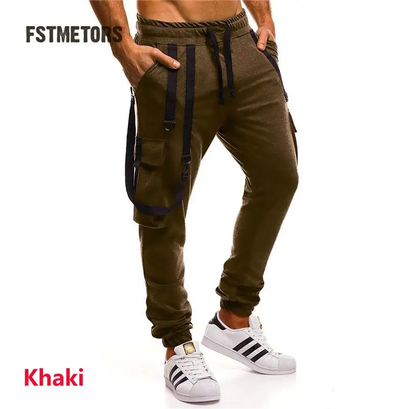 2018 Fstmetors карандаш Для мужчин Штаны военные Broadcloth эластичный пояс лоскутное Jogger