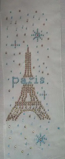 

2pc/lot Paris towel strass iron motif iron on design rhinestone applique patch hot fix rhinestone transfer motifs sticker