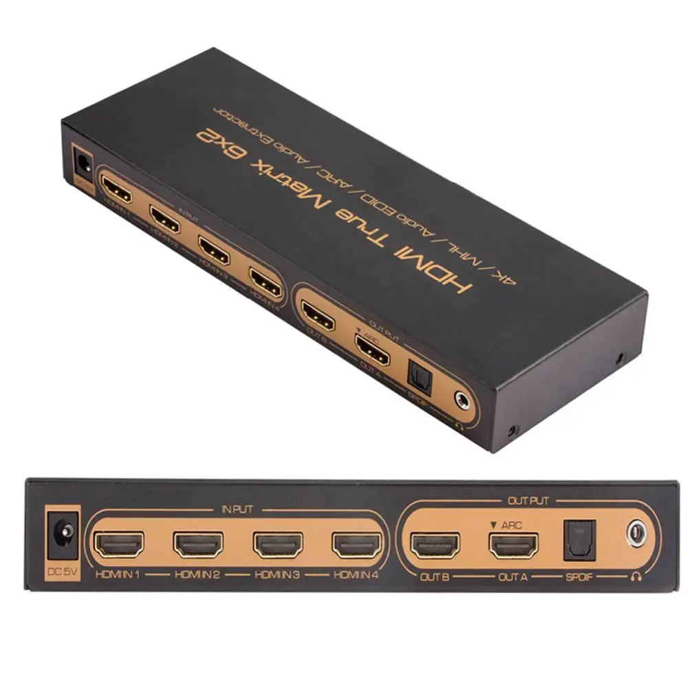 6x2 HDMI матрица PIP 6X2 аудио экстрактор ARC 4K/30 Гц Матрица 6 в 2 Выключатель сплиттер с