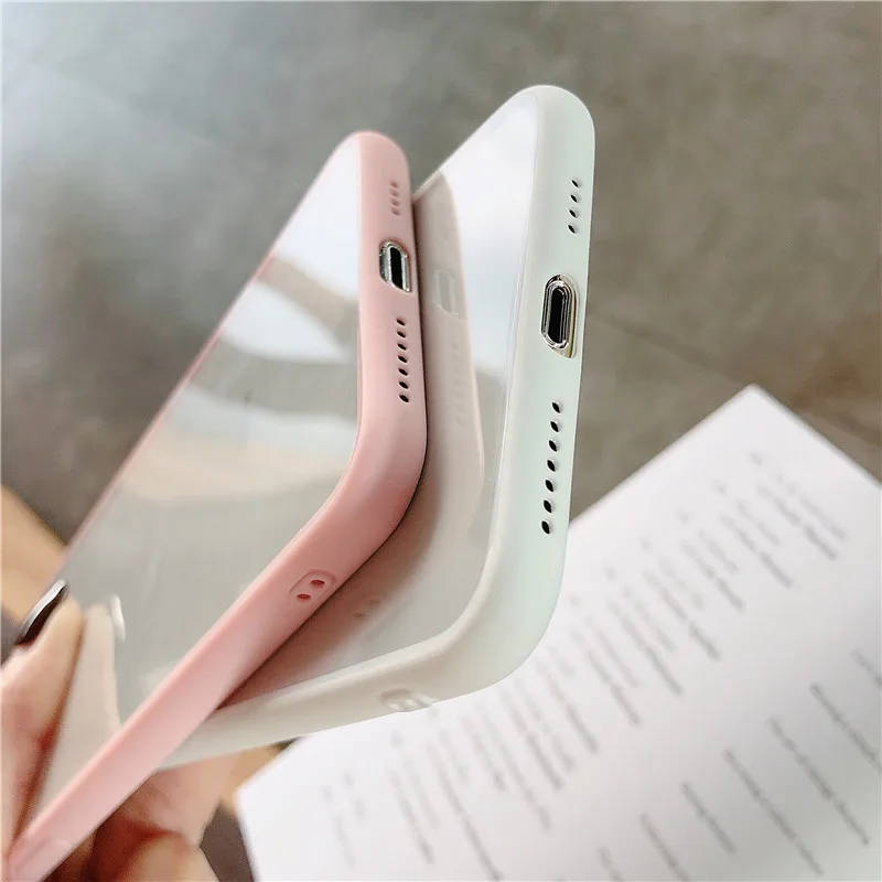 

Fashion colorful Transparent Anti-shock Frame Phone Case For iPhone X XS XR XS Max 8 7 6 6S Plus Soft TPU Protection Back Cover