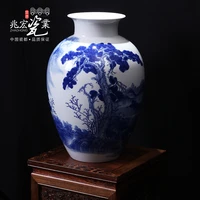 the high end custom inscription jingdezhen ceramic bottle decorated living room home furnishing hand painted blue and white deco